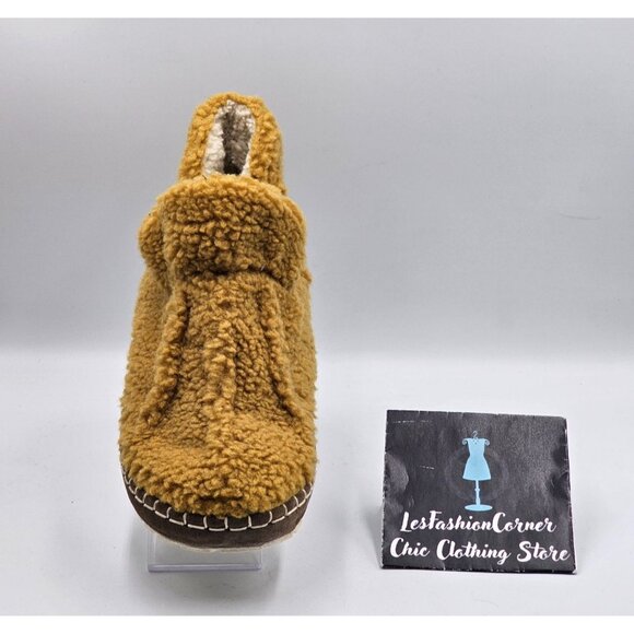 L.L.Bean Women's Mustard Cozy Slipper Bootie Pile Fleece Ankle Shoes Sz 10 3010 - Picture 15 of 16